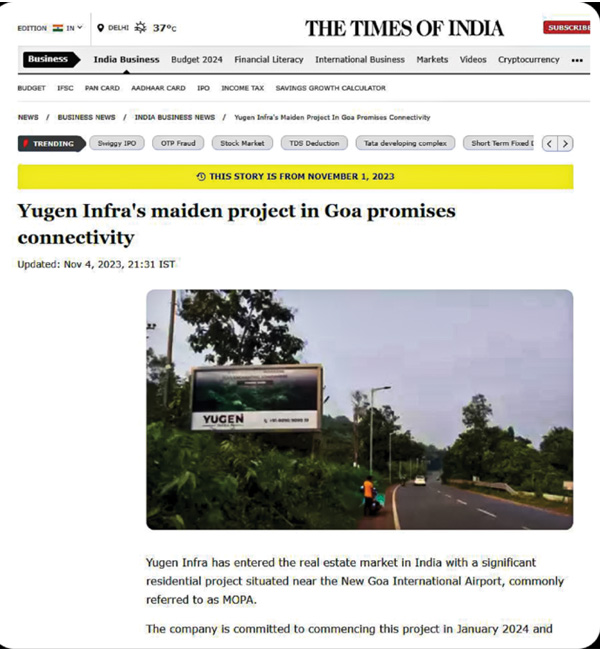 Yugen Infra Certificate